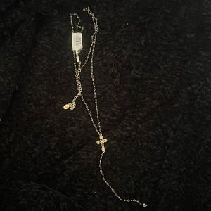 🧿FROM A JEWELER ONYX ROSARY CROSS NECKLACE 🧿